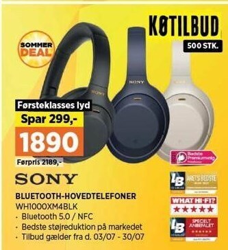 Power Sony bluetooth-hovedtelefoner tilbud
