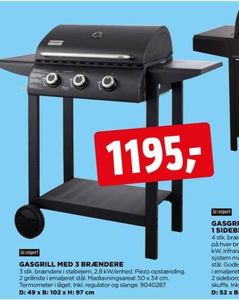 jem & fix Gasgrill med 3 brændere tilbud