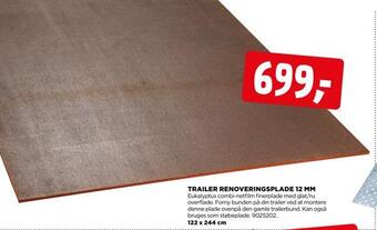 jem & fix Trailer renoveringsplade 12 mm tilbud
