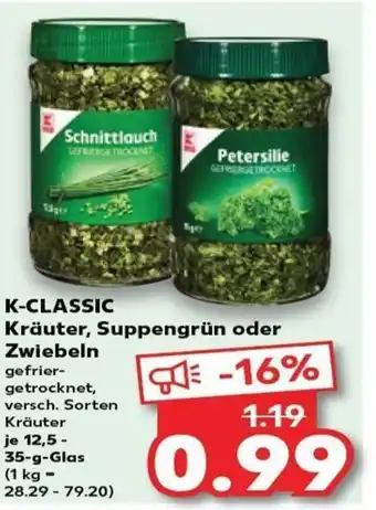 Kaufland K-CLASSIC Kräuter, Suppengrün oder Zwiebeln tilbud