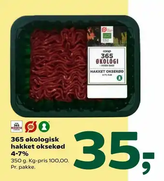 Coop 365 365 økologisk hakket oksekød 4-7% tilbud