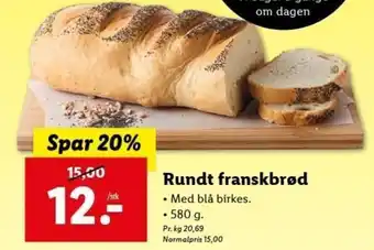 Lidl Rundt Franskbrød 580g tilbud