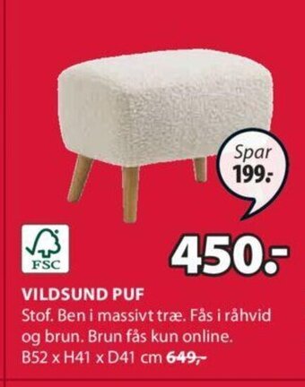 JYSK VILDSUND PUF tilbud