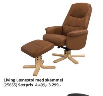 My Home Living Lænestol med skammel tilbud