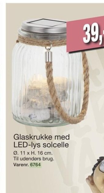 Harald Nyborg Glaskrukke med LED-lys solcelle tilbud