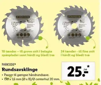 Lidl Parkside Rundsavsklinge tilbud