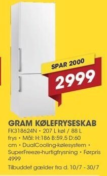 Punkt1 Gram kølefryseskab tilbud