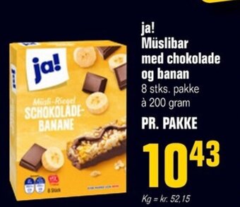 Otto Duborg ja! Müslibar med chokolade og banan tilbud
