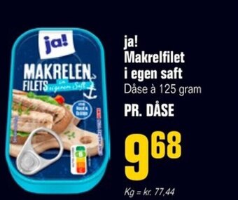 Otto Duborg ja! Makrelfilet i egen saft Dåse à 125 gram PR. DÅSE tilbud