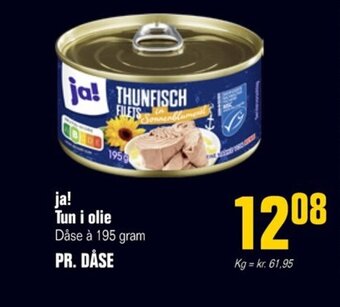 Otto Duborg ja! Tun i olie Dåse à 195 gram PR. DÅSE tilbud