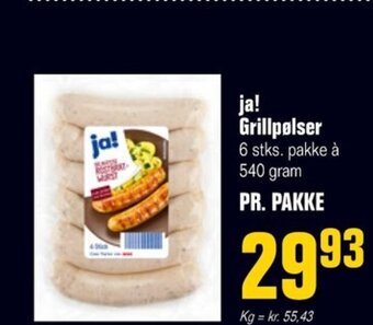 Otto Duborg ja! Grillpølser 6 stks. pakke à 540 gram tilbud