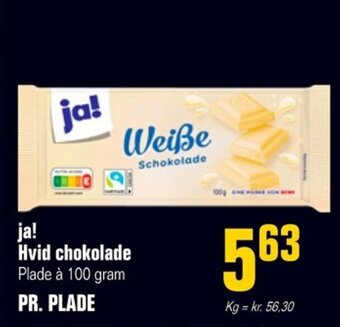 Otto Duborg ja! Hvid chokolade Plade à 100 gram PR. PLADE tilbud