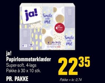 Otto Duborg ja! Papirlommetørklæder Super-soft, 4-lags Pakke à 30 x 10 stk. tilbud