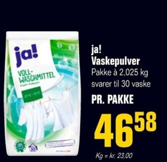 ja! Vaskepulver Pakke à 2,025 kg svarer til 30 vaske PR. PAKKE
