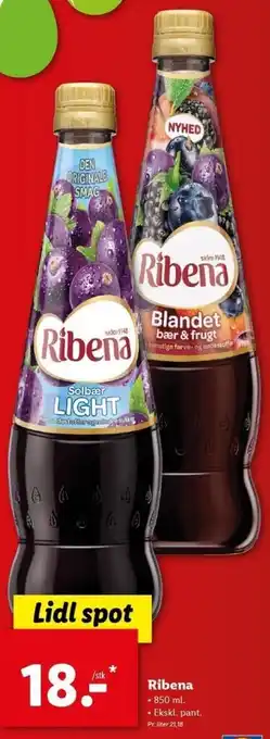 Lidl Ribena 850ml tilbud