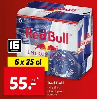 Lidl Red Bull 6x25 cl tilbud