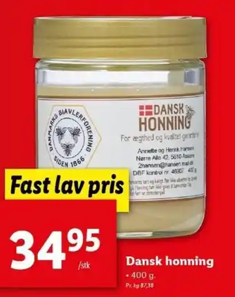 Lidl Dansk Honning 400g tilbud