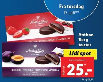 Lidl Anthon Berg tærter tilbud