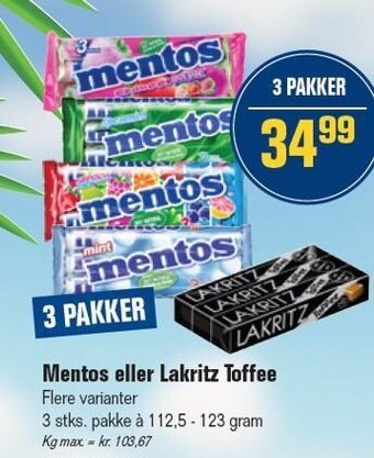 Mentos eller lakritz toffee