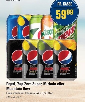 Otto Duborg Pepsi, 7up zero sugar, mirinda eller mountain dew tilbud