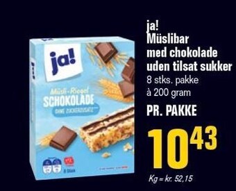Otto Duborg Ja! müslibar med chokolade - uden tilsat sukker tilbud