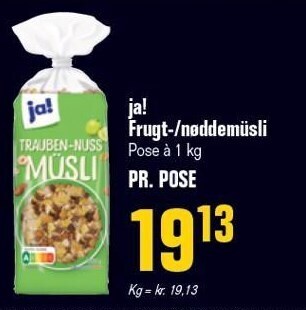 Otto Duborg Ja! frugt-/nøddemüsli tilbud