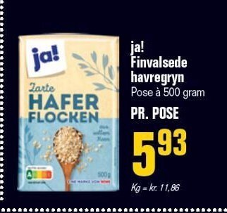 Otto Duborg Ja! finvalsede havregryn tilbud