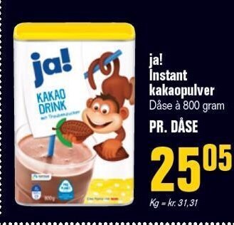 Otto Duborg Ja! instant kakaopulver tilbud