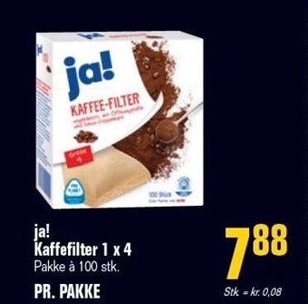 Otto Duborg Ja! kaffefilter 1 x 4 tilbud