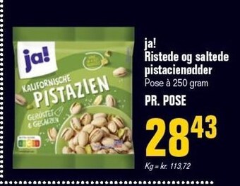 Otto Duborg Ja! ristede og saltede pistacienødder tilbud