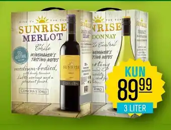 Bib rødvin hvidvin 3 liter sunrise merlot