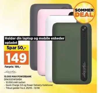 Power 10.000 MAH POWERBANK DPA1020W10KBK tilbud