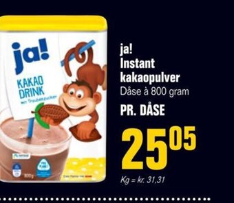Otto Duborg ja! Instant kakaopulver Dåse à 800 gram PR. DÅSE tilbud