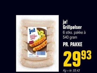 Otto Duborg ja! Grillpølser 6 stks. pakke à 540 gram tilbud