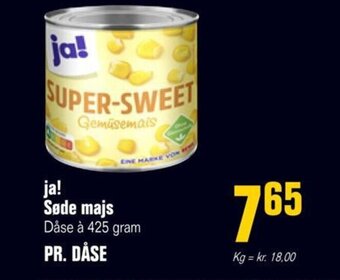 Otto Duborg ja! Søde majs Dåse à 425 gram PR. DÅSE tilbud