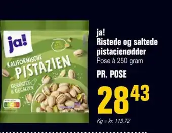 Otto Duborg ja! Ristede og saltede pistacienødder Pose à 250 gram tilbud