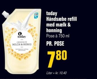 Otto Duborg today Håndsæbe refill med mælk & honning tilbud