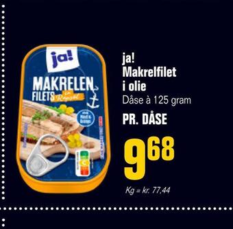 Otto Duborg Ja! makrelfilet i olie tilbud