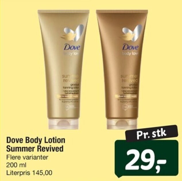 Dove Body Lotion Summer Revived Flere varianter tilbud hos Fakta Tyskland
