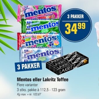 Otto Duborg Mentos eller Lakritz Toffee tilbud