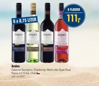 Otto Duborg Andes Cabernet Sauvignon, Chardonnay, Merlot eller Syrah Rosé tilbud