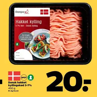 Netto Dansk hakket kyllingekød 3-7% 450 g. tilbud