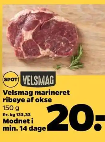 Netto Velsmag marineret ribeye af okse 150 g tilbud