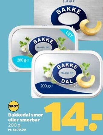 Netto Bakkedal smør eller smørbar 200 g. tilbud
