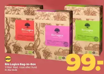 Netto Bio Logico Bag-in-Box 3 liter. Rød, rosé eller hvid. tilbud