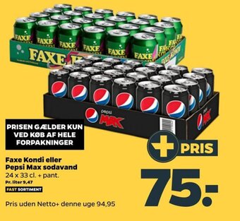 Netto Faxe Kondi eller Pepsi Max sodavand tilbud