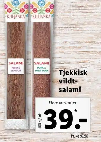 Lidl Tjekkisk vildt- salami tilbud