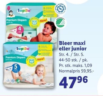 Lidl Bleer maxi eller junior tilbud