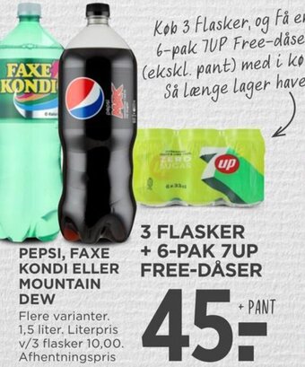 MENY PEPSI, FAXE KONDI ELLER MOUNTAIN DEW tilbud