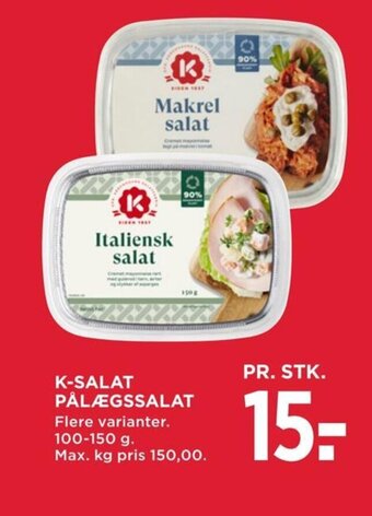 MENY K-SALAT PÅLÆGSSALAT tilbud